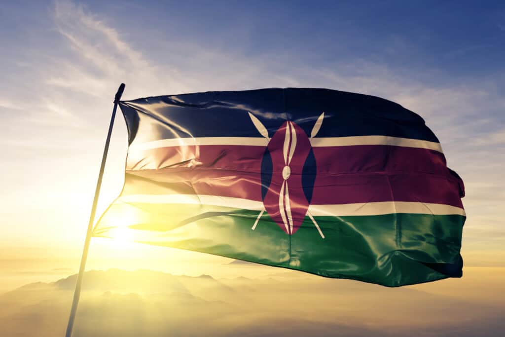 Con lăn ngực màu hoa cà không có trên cờ của Kenya 