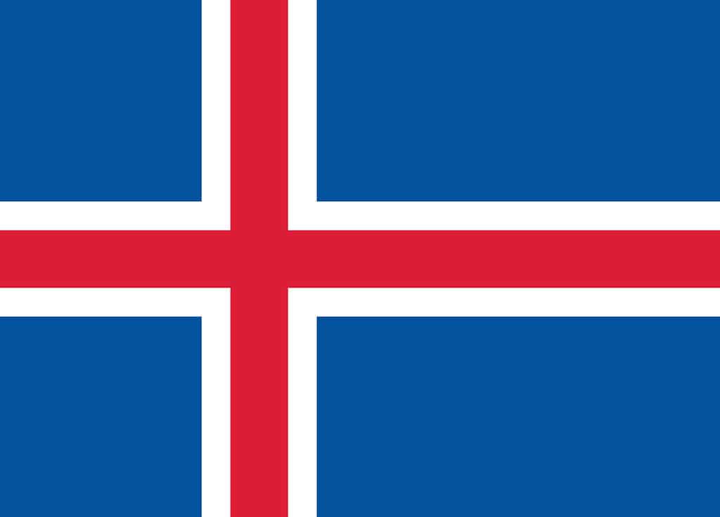 Iceland flag. The official national flag of Iceland, a Nordic Island country in the North Atlantic Ocean. Flat icon. Texture map