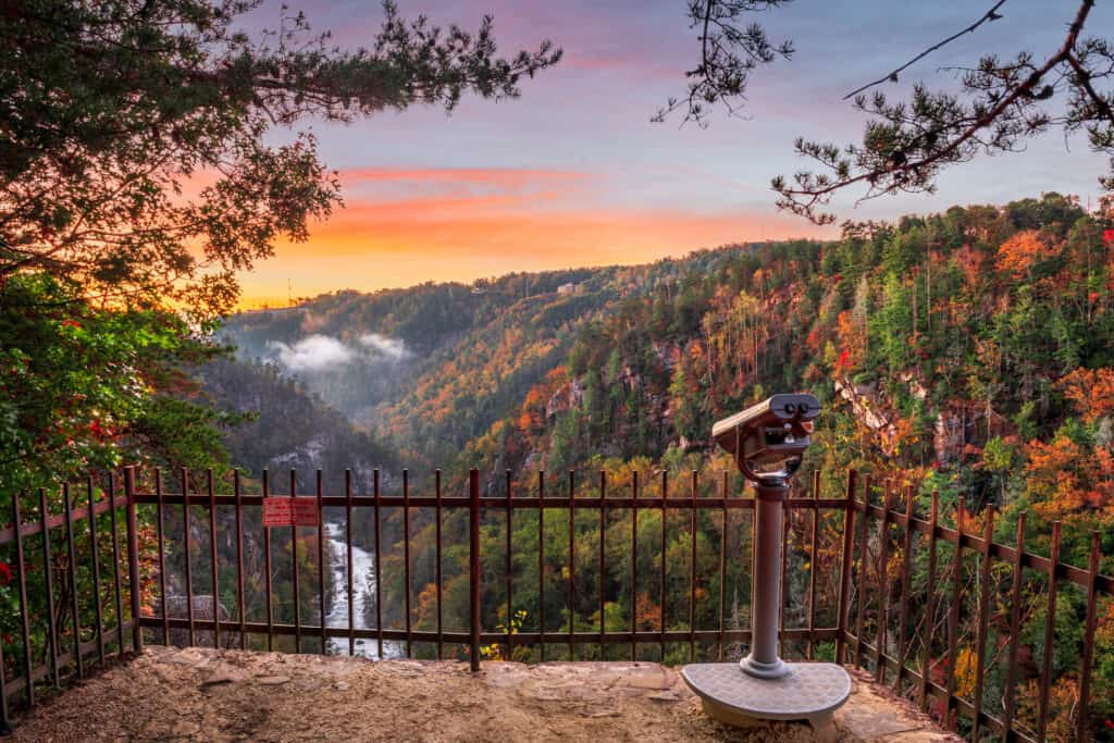 Scenic fall colors overlooking Tallulah Gorge