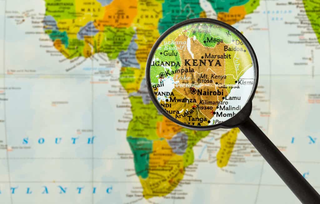 Kenya on a map