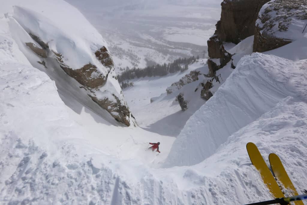 Snowy mountain skiing at Jackson Hole, Wyoming