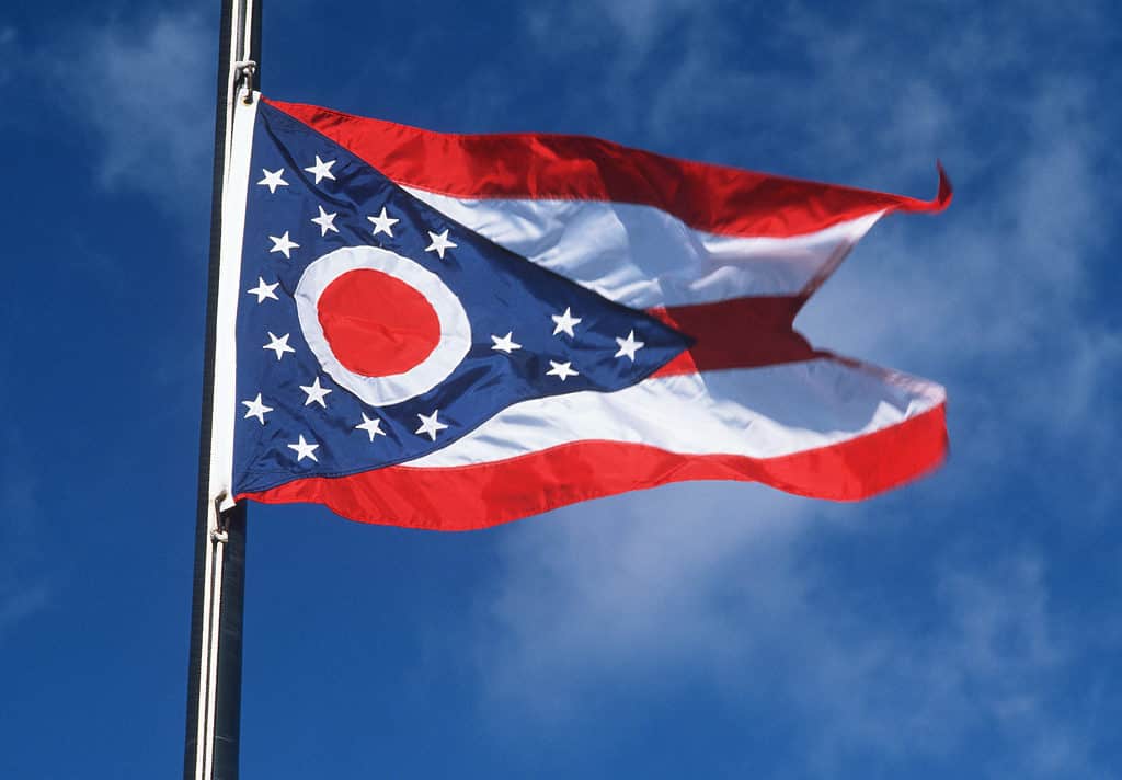 State flag of Ohio waving in the wind