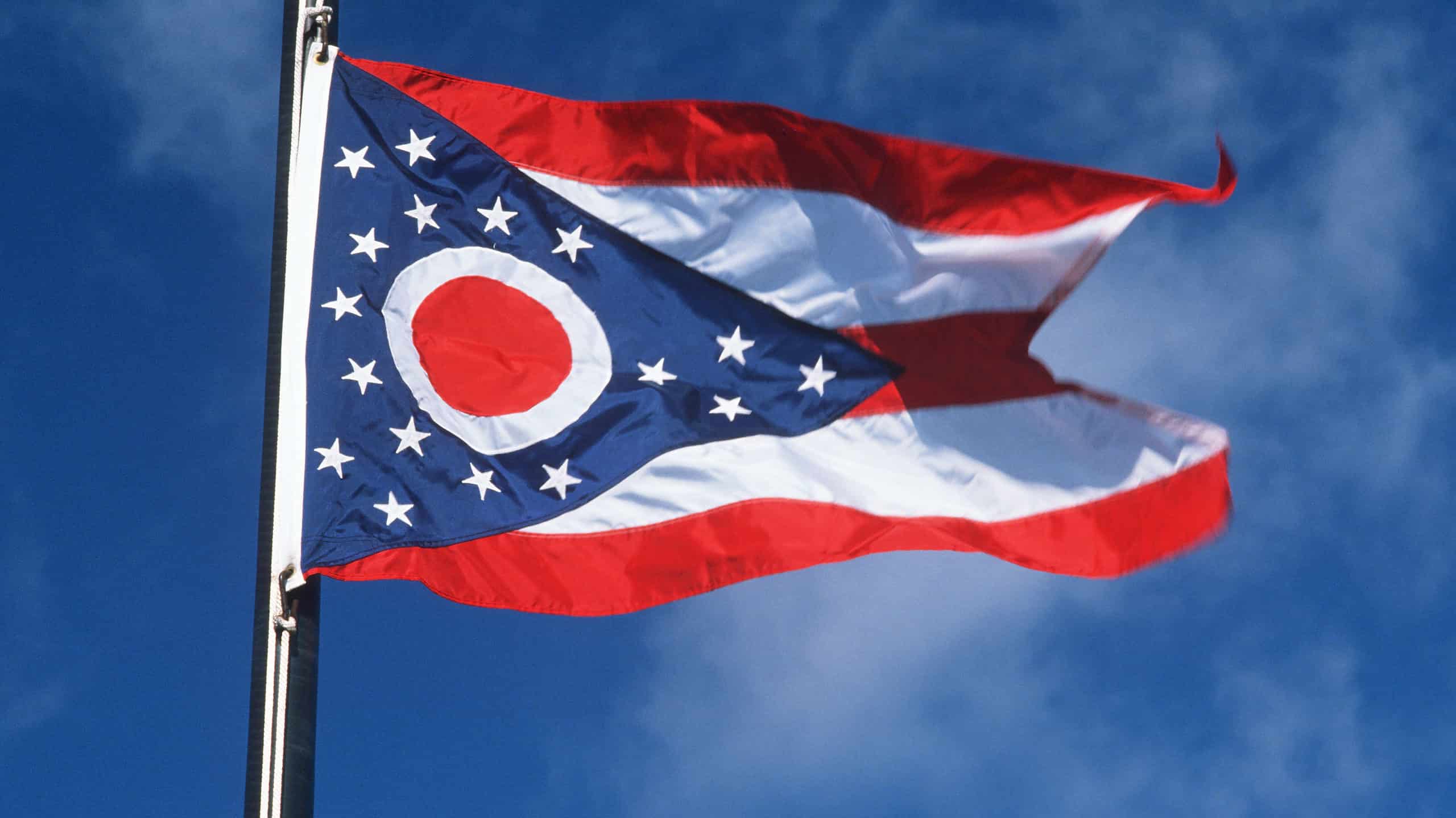 State flag of Ohio waving in the wind