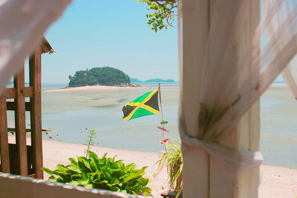 Flag of Jamaica by the Sea