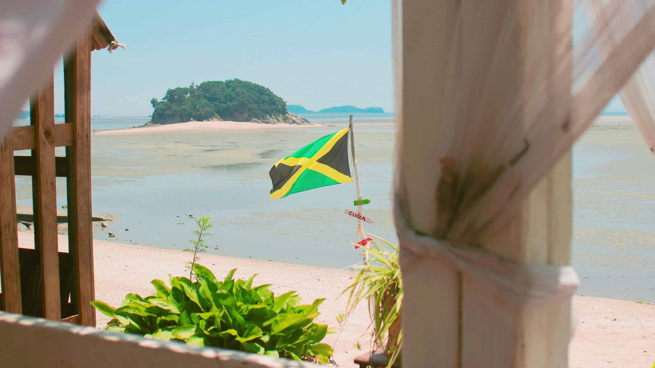 Flag of Jamaica by the Sea