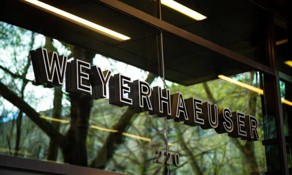 Weyerhaeuser sign on the entrance