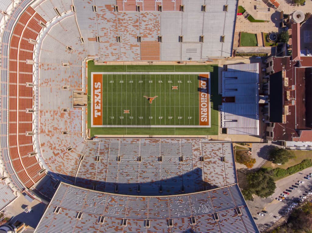 Aerial view of football stadium