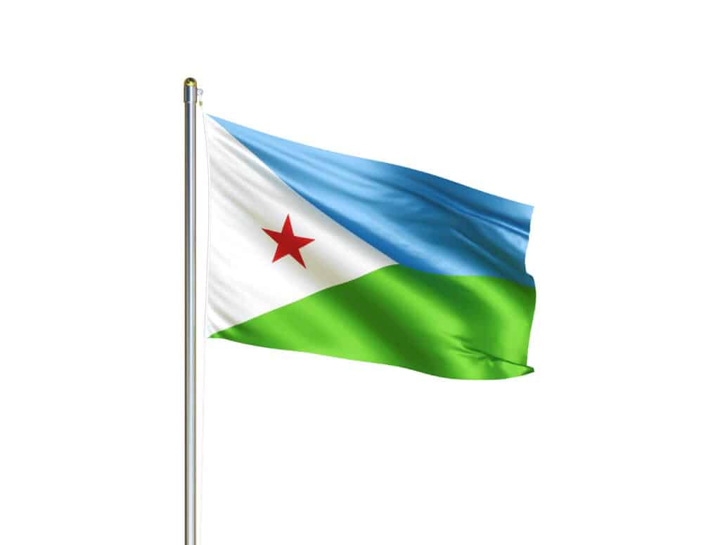 Djibouti's flag flying in the wind