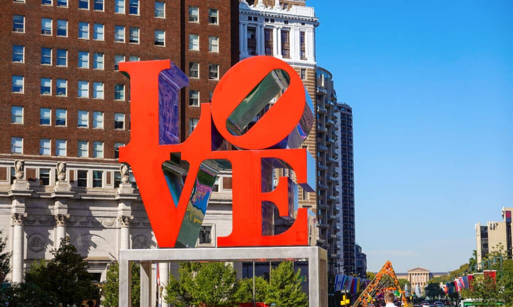 Love sculpture in center city Philadelphia