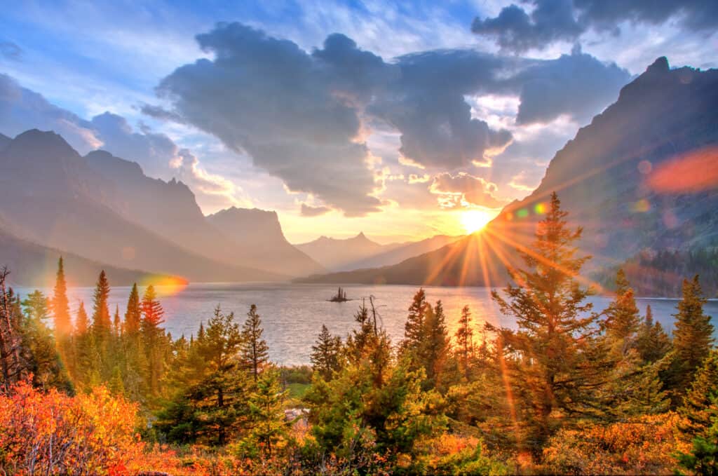 Saint Mary Lake and Wild Goose Island in Glacier National Park, Montana