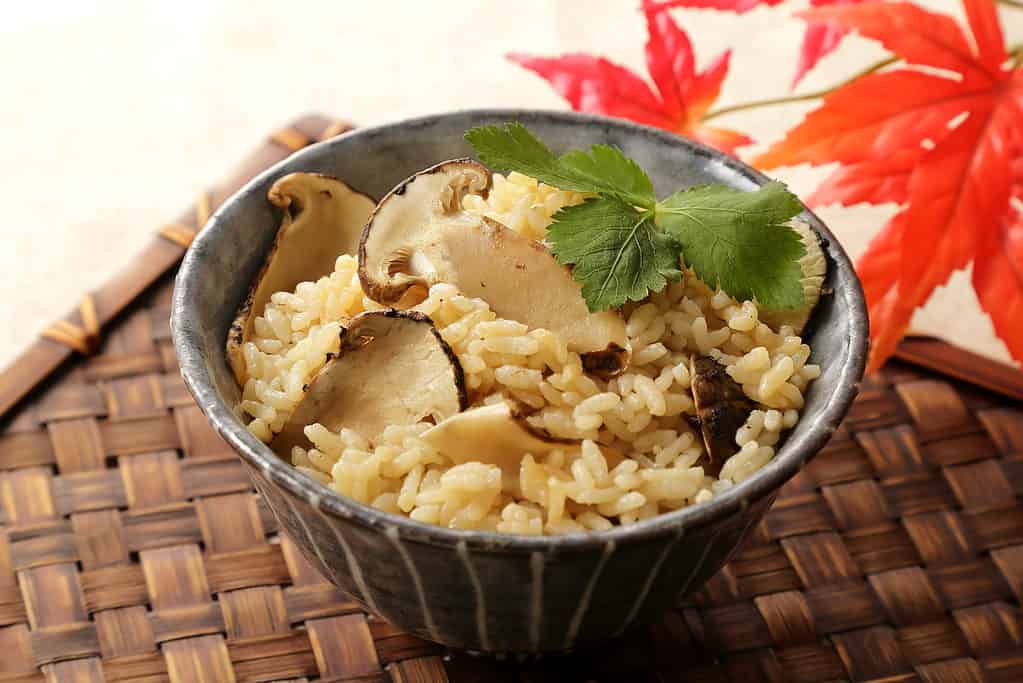 matsutake in a rice dish