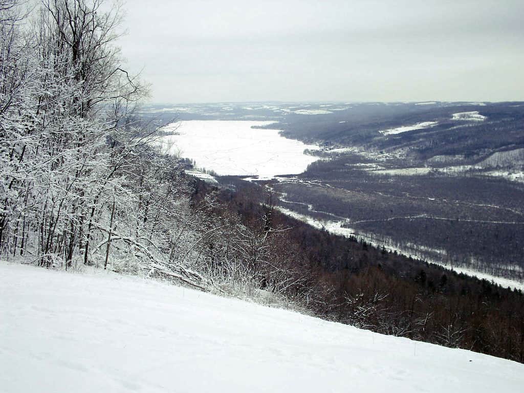 A view of Honeoye Lake, New York in the winter