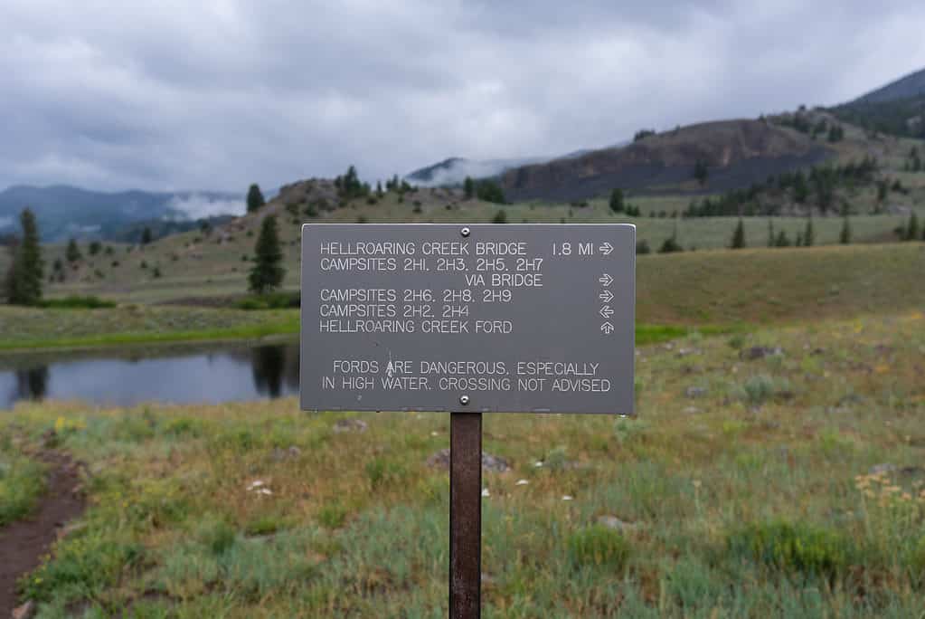 Hellroaring Creek Trail Sign, Wyoming, Swimming Holes in Wyoming
