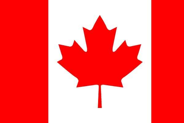 The flag of Canada has a red field with a white square in the center, in which a stylized red, 11-pointed maple leaf is emblazoned in the middle.