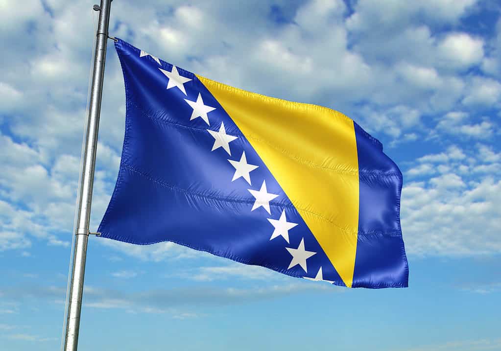 The unique flag of Bosnia and Herzegovina