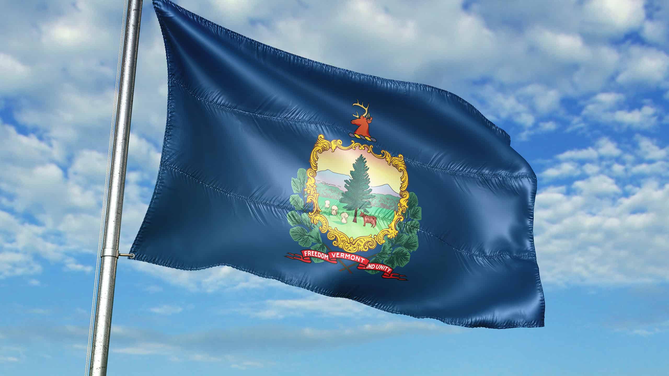 Flag of Vermont waving in the wind