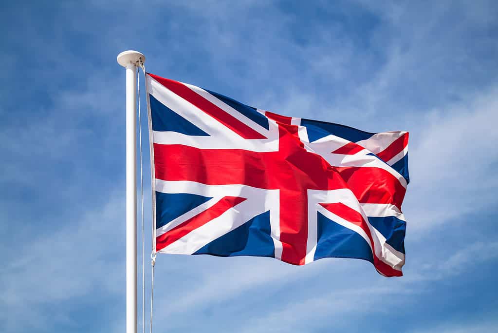 the union jack flying in the wind