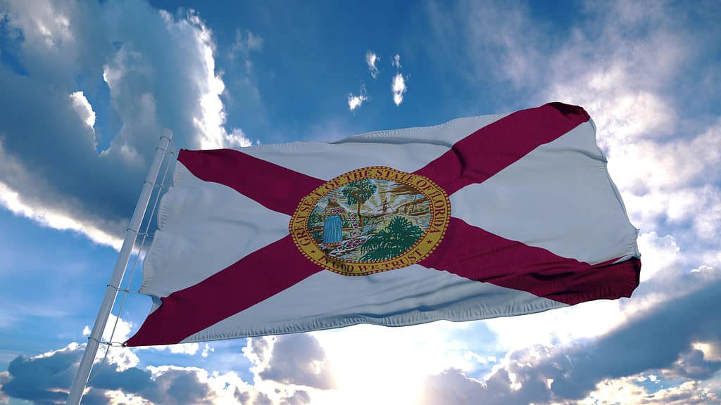 Flag of Florida waving in the wind