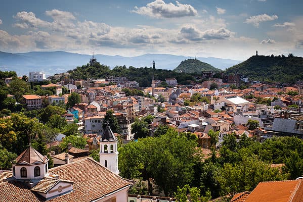 A nice view over the downtown of Plovdiv City, A popular tourist destination in Bulgaria