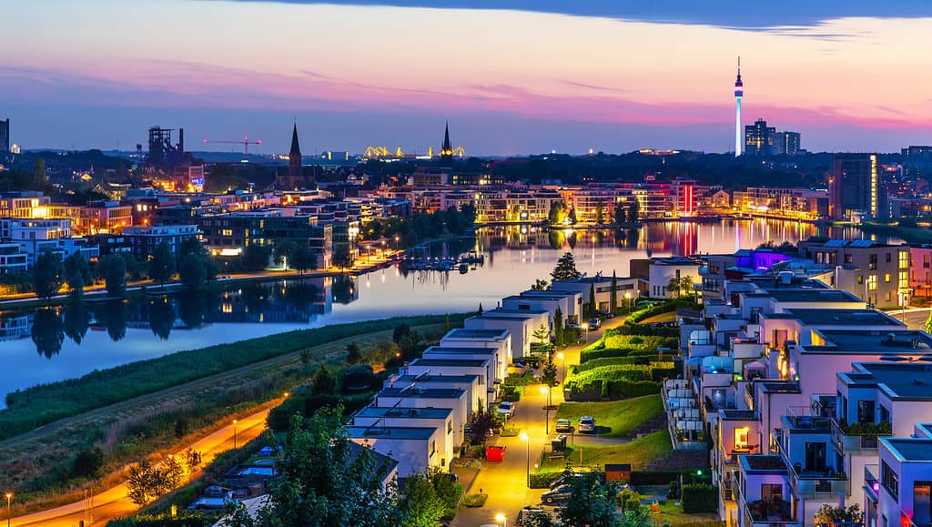Evening panorama of Dortmund, Germany