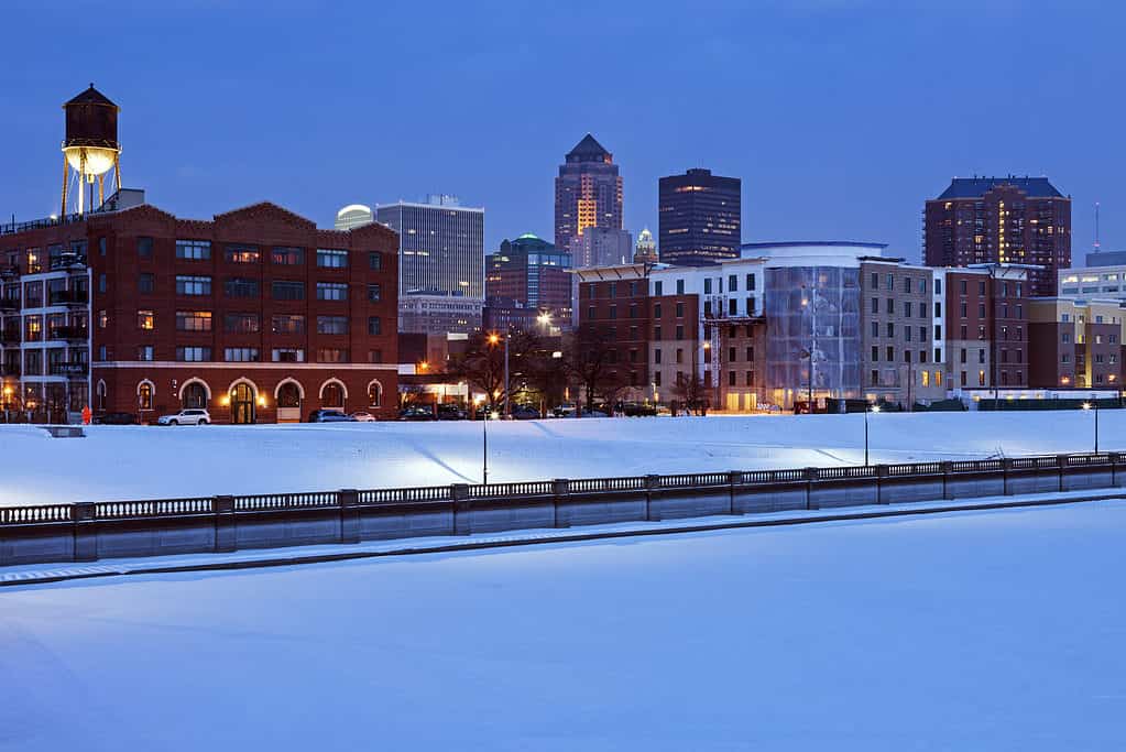 Des Moines, Iowa during winter