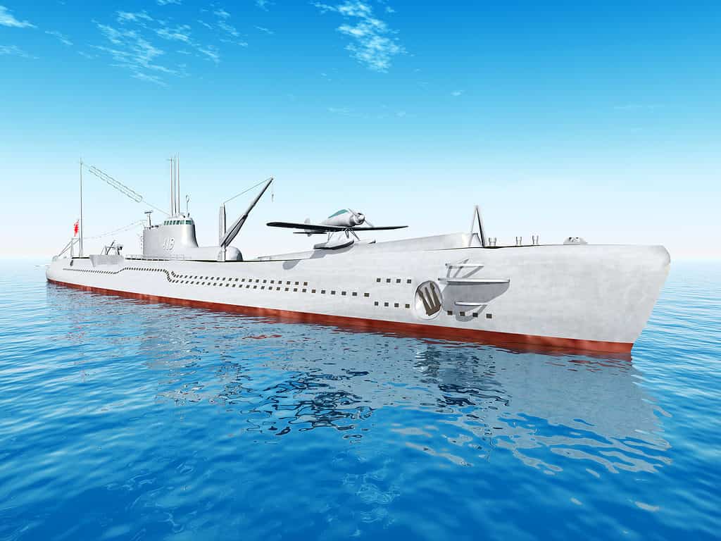 Computer generated 3D illustration with a Japanese Submarine from the second world war