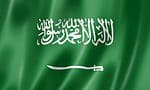 The Saudi flag features a white sword and text on a solid green background