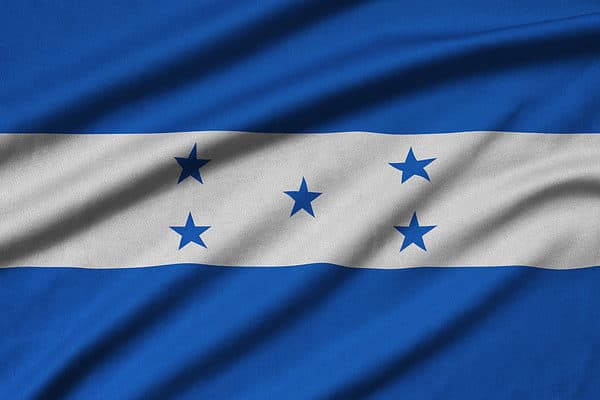 The flag of Honduras features two colors: blue and white.