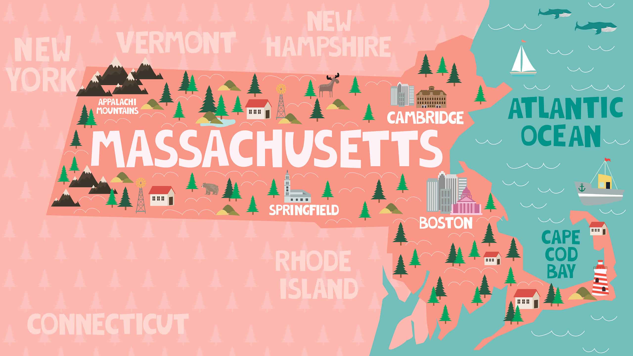 Map of the state of Massachusetts