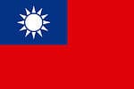 The flag of Taiwan features a white sun on a blue square, with a red background.