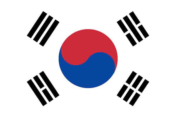 The flag of South Korea includes various symbols of Korean history.