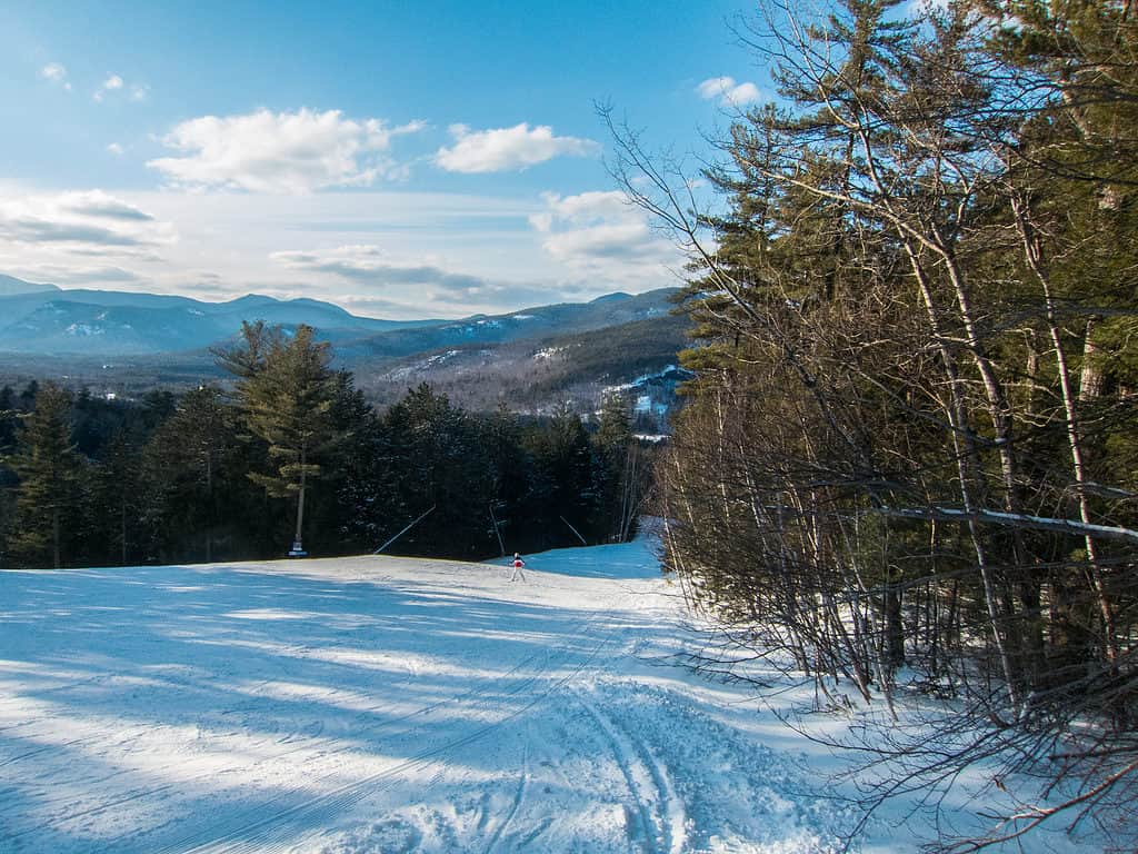 Attitash Mountain Resort in New Hampshire Offers beautiful ski slopes and outdoor winter activities.