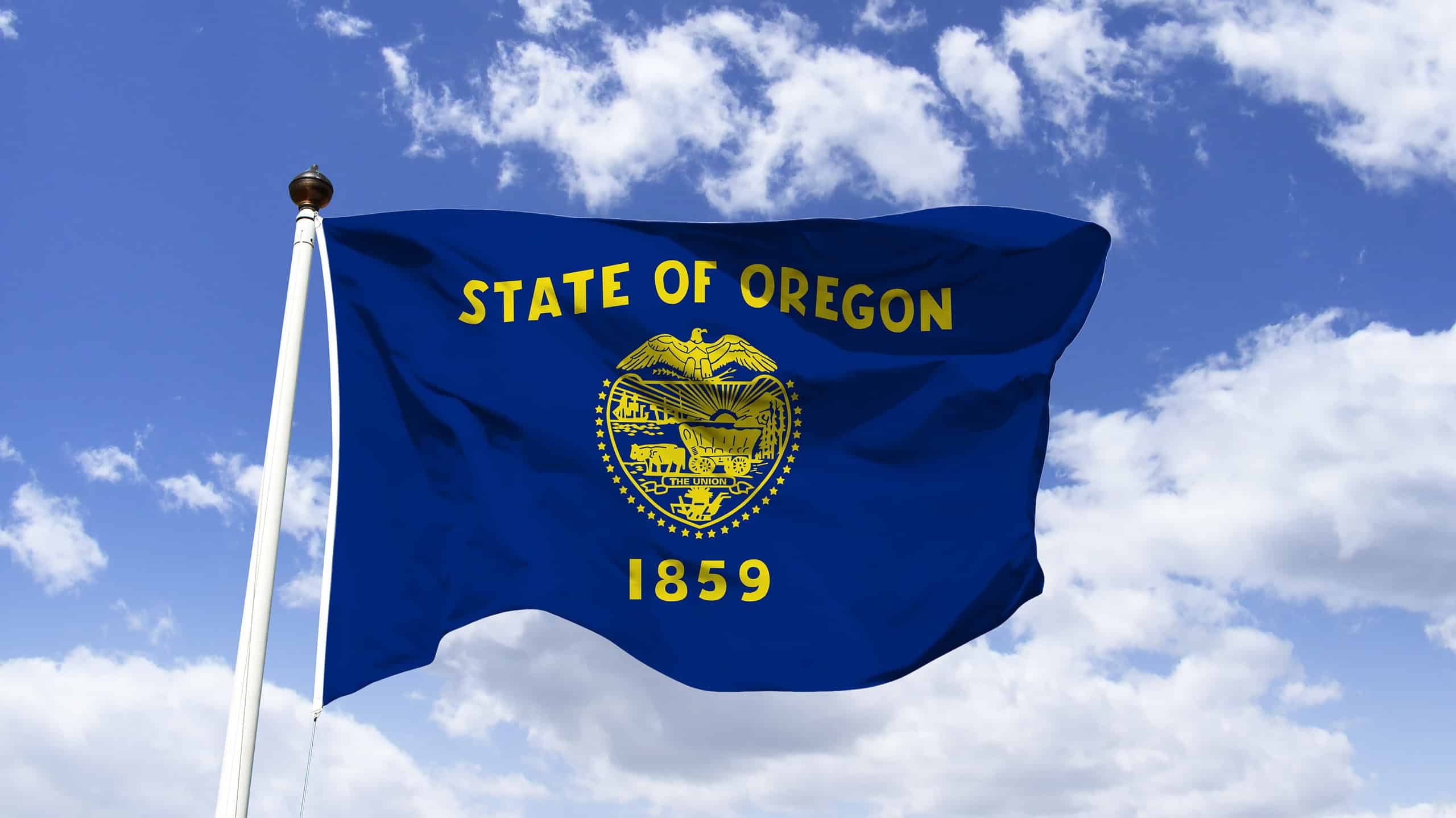 Flag of Oregon waving in the wind