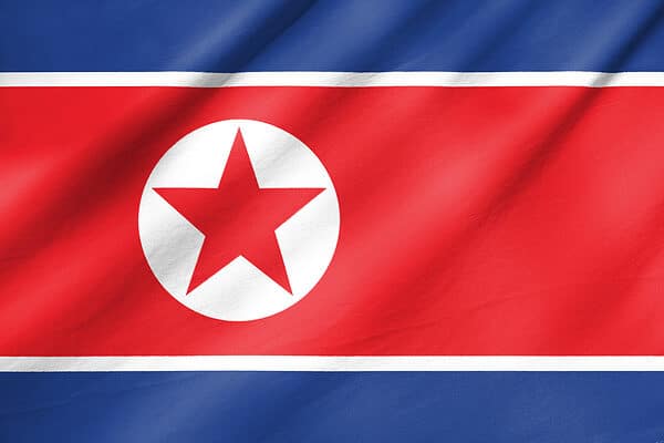 The flag of North Korea has the same colors as the American flag, though the country is not a democracy.