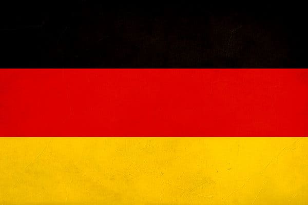 The flag of Germany has three horizontal stripes with black, red, and yellow.