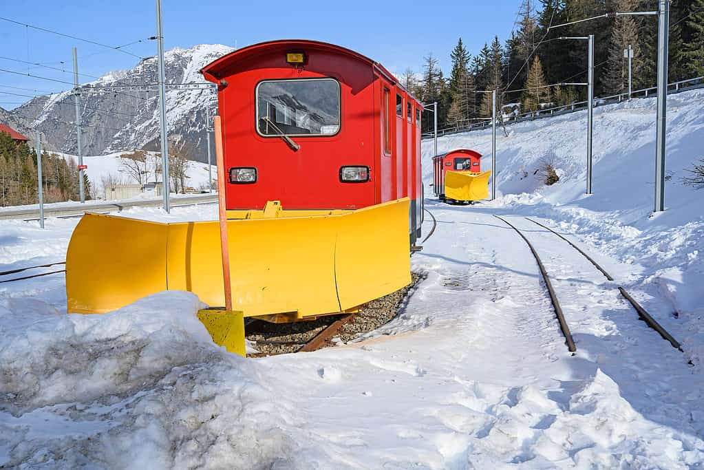 Snow plow for railway, Hospental, Uri, Schweiz