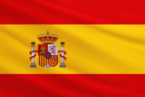 The Spanish flag is red and yellow.
