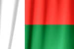 The flag of Madagascar features red, white, and green.