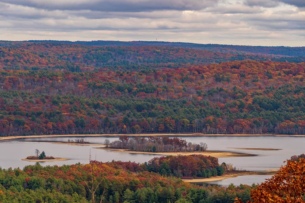 A view over the Quabbin Reservoir in Massachusetts.