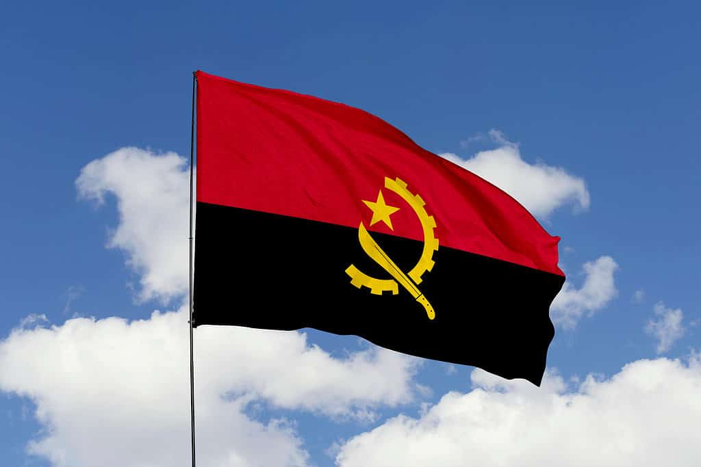 Angola flag waving in the wind