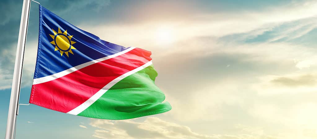Namibia's flag waving