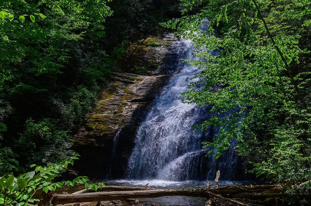 Helton Creek Falls Close Up in the Spring, near Blairsville, Georgia.