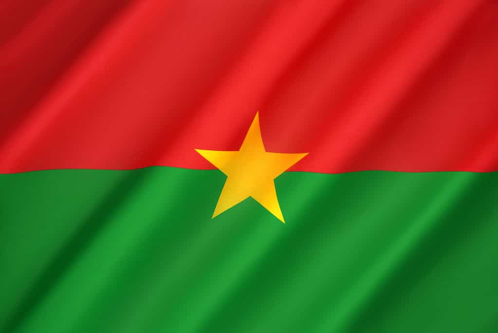 closeup of Burkina Faso national flag