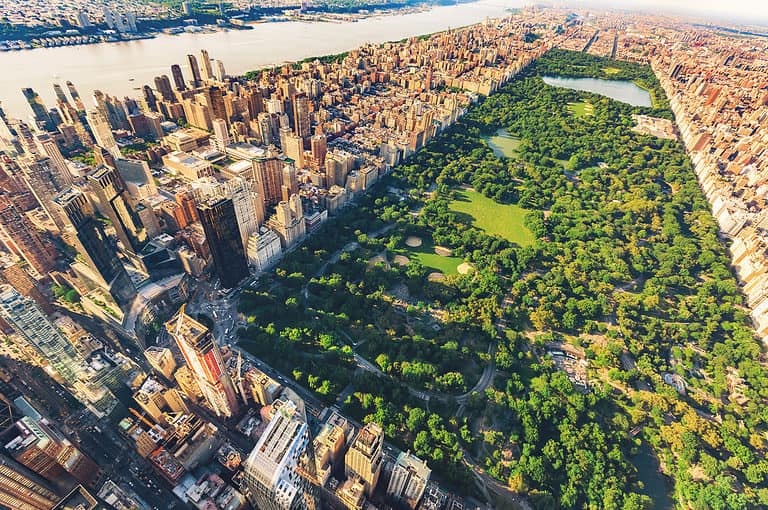 Aerial view of Central Park, NYC