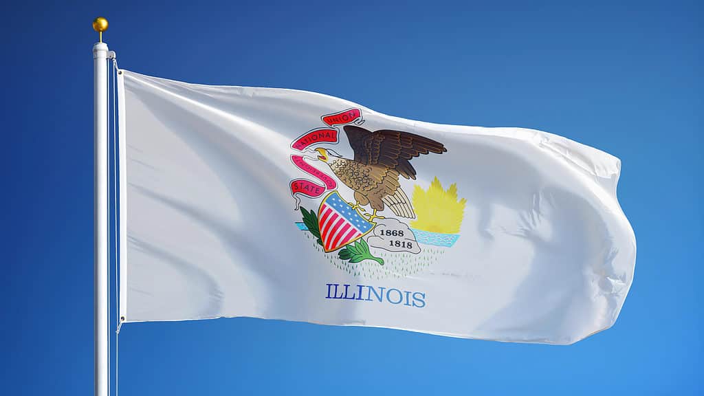 Flag of Illinois waving in the wind