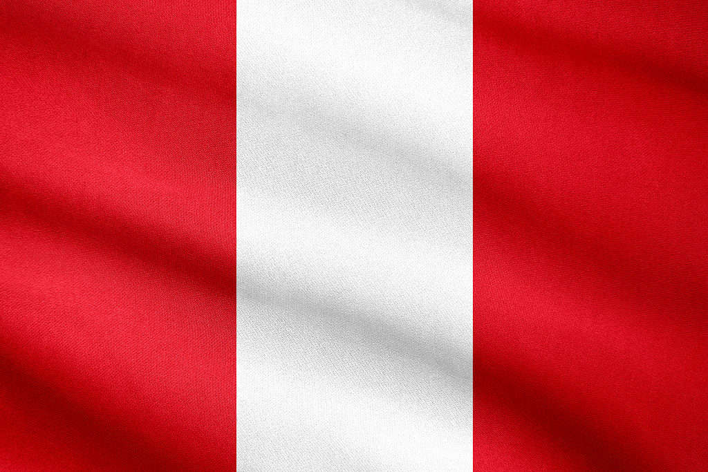 The national flag of Peru is similar to the state flag but without the coat of arms in the center.