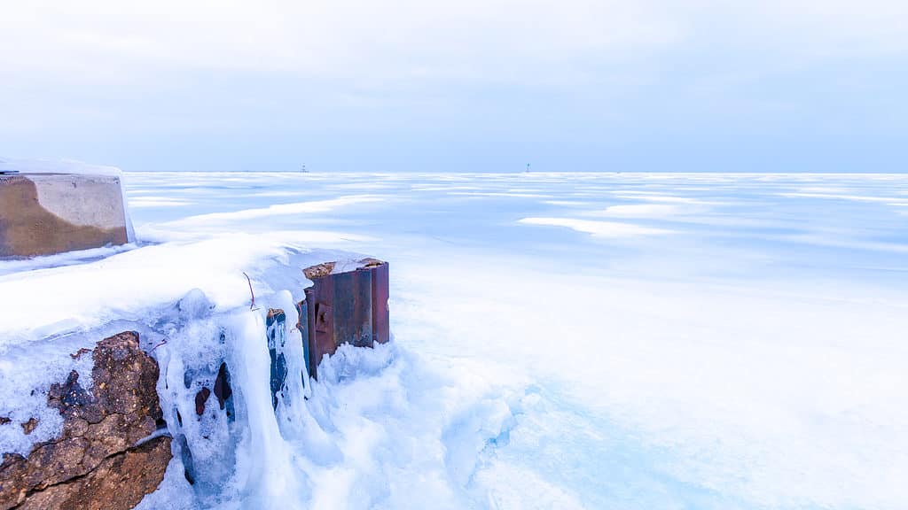 Frozen Michigan Lake