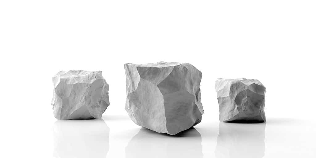 White marble rock podium isolated on white background