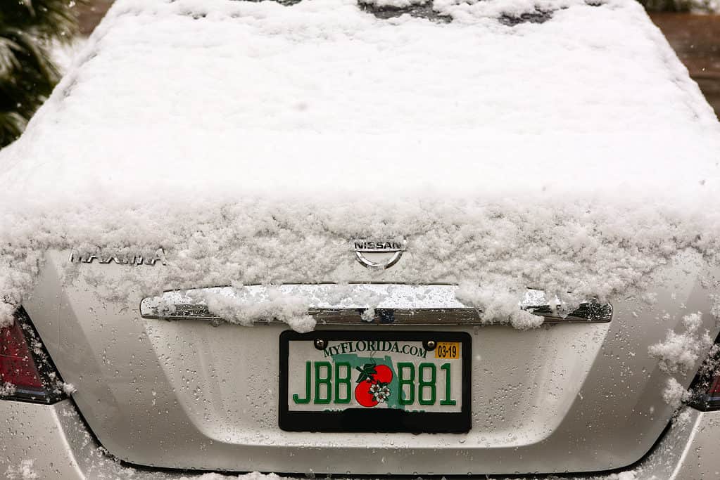car with snow in Florida
