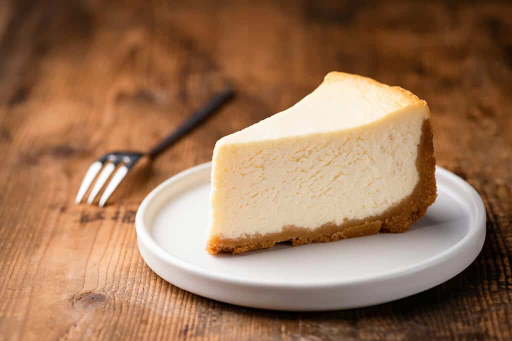 Cheesecake slice, New York style classical cheese cake